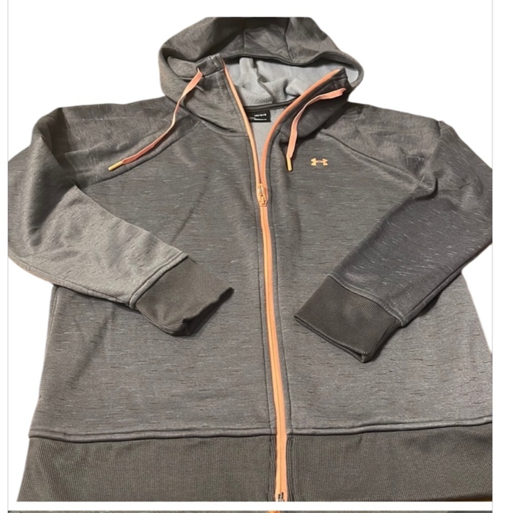 Under Armour Gray Full-Zip Hoodie with Orange Accents